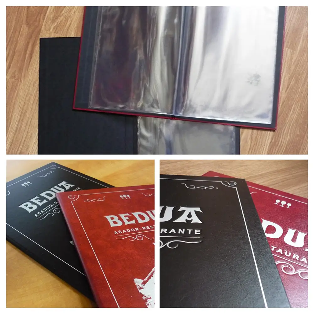 Cartas menú de polipiel y huellas gofradas